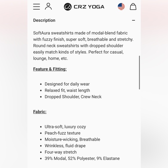 NWT CRZ Yoga SoftAura Pullover Crewneck Sweatshirt Sold Out - Picture 5 of 10